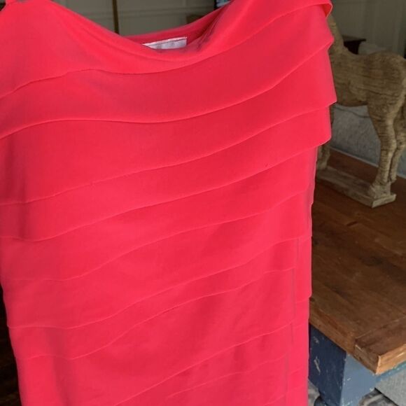 Joseph Ribcoff Barbiecore Tiered Sleeveless Pink Midi Bodycon Dress Sz 8 - Picture 9 of 9